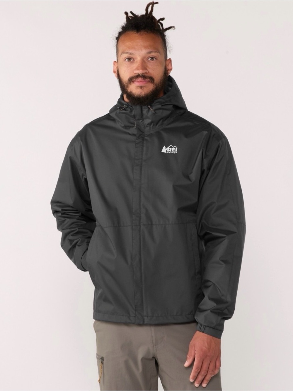 REI Co-Op Men's Black Trailmade Hooded Rain Jacket Size Medium